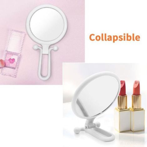 Miroir grossissant x5 double face pliable avec poigne miroir main pour maquillage compact et pratique blanc (1/4)