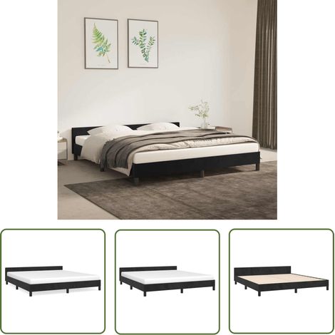 The Living Store Bettgestell ohne Matratze Schwarz 180x200 cm Samt - Samtbettwäsche - Doppelbett - Boxspringbett - Lattenrost - Schlafzimmer Dekoration (1/5)