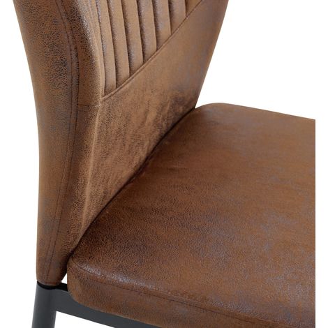 Lot de 4 chaises de salle à manger en tissu marron et métal noir, dossier 43 cm, assise rembourrée, style moderne chic – CHICFURN (1/5)
