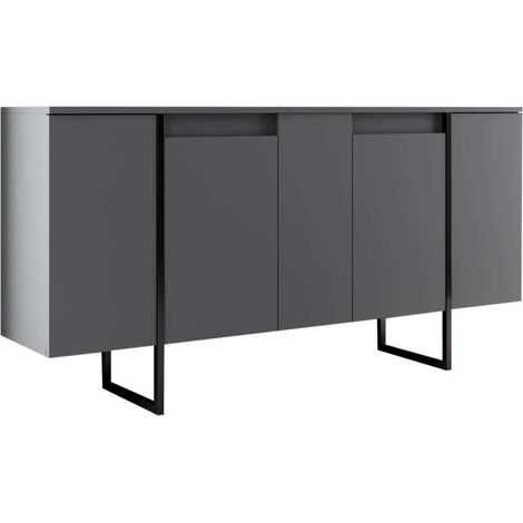 Cotecosy – Console en bois luxe 160 x 35 x 80 cm – Panneaux de particules mélaminés – Pieds en métal – Design industriel anthracite (1/10)