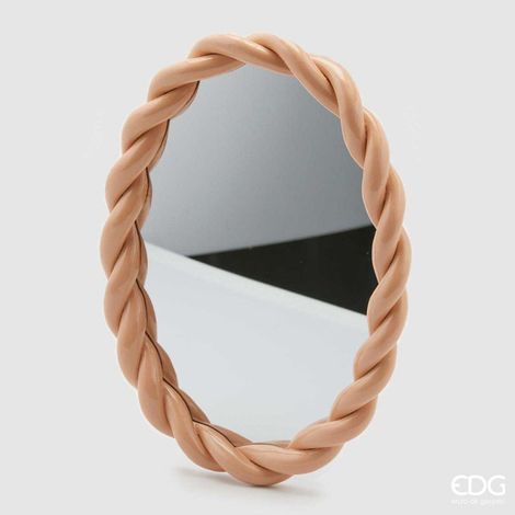 EDG Enzo De Gasperi Specchio Torchon Ovale 26 x 35 Cm Pink