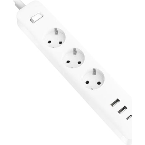 Multiprise Xiaomi 2C1A à 3 prises, 1 x USB-A, 2 x USB-C, câble de 1,4 m, blanc (BHR07UKEU)
