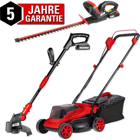 WALTER Rasenmäher Heckenschere Rasentrimmer Ladegerät 20V Akku Geräte Set