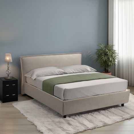 Letto Matrimoniale Bruzolo, Letto Matrimoniale Materasso Incluso, Sfoderabile Made in Italy, Contenitore, Grigio Tortora\ (1/5)