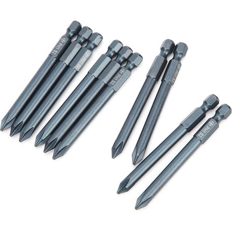 10 embouts de tournevis électrique en acier allié S2 bleu avec accessoires magnétiques 75 x 6,3 mm (1/5)