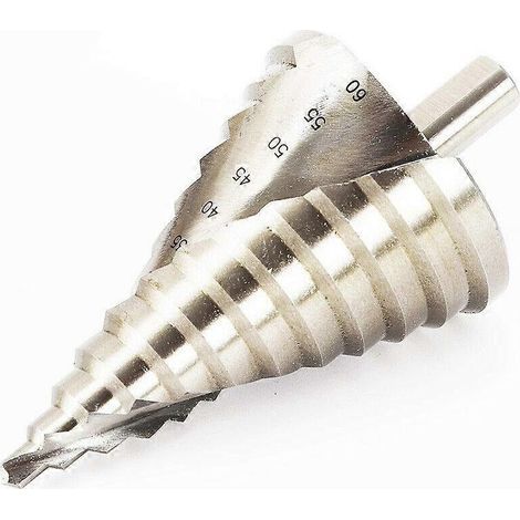Foret étagé professionnel HSS - Jeu de forets à parer, foret conique pour acier inoxydable, métal, bois, plastique (6-60 mm, longueur de la tige : 12 mm) (1/5)
