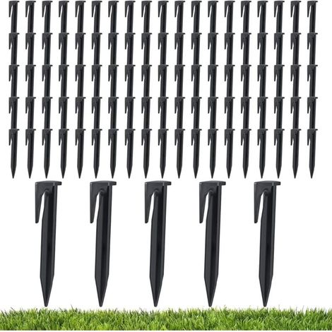 100 piquets de fixation pour câbles périmétriques, crochets pour robot tondeuse, piquets de terre pour câbles périmétriques, supports de câbles, compatibles avec Worx, Husqvarna et Gardena (1/5)