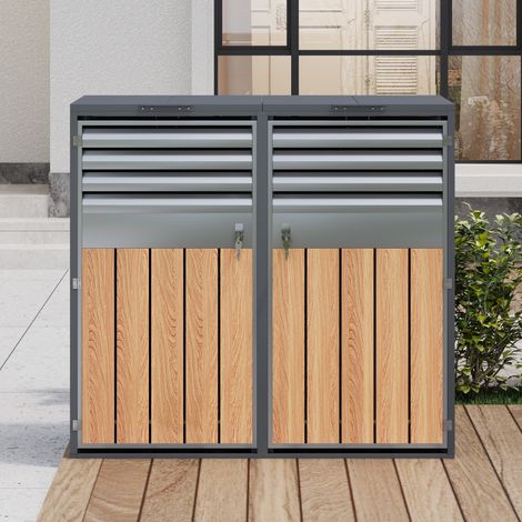 Mülltonnenbox, mit Klappdeckel, Lüftungsöffnung mit Lamellen, trash storage compartments,Abschließbar, Zwei Türen,