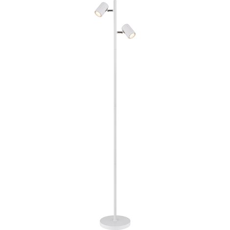 Stehleuchte Strahler schwenkbar Standlampe weiß matt Wohnzimmerleuchte stehend weiß, Alu Metall, 2x GU10 Fassungen, H 158 cm