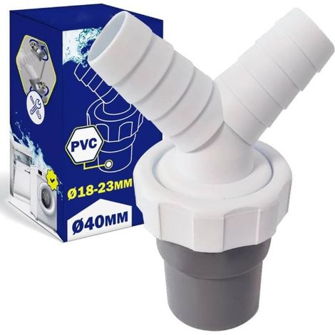 Y-connector for dishwashers and washing machines with two taps, inlet diameter 18-24 mm and outlet diameter 40 mm MUMU (1/4)