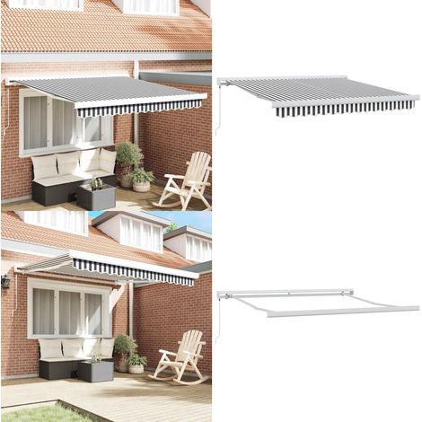 Auvent rétractable anthracite/blanc 3x2,5 m tissu et aluminium - Auvent Retractable - Store Mural - Parasol - Abri Solaire - Protection Uv - Home & Living (1/5)