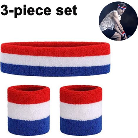 Ensemble de bandeaux anti-transpiration, bandeau de sport, bracelet, bandeaux en tissu éponge, bandeau anti-transpiration, bandeau absorbant l'humidité (1/5)