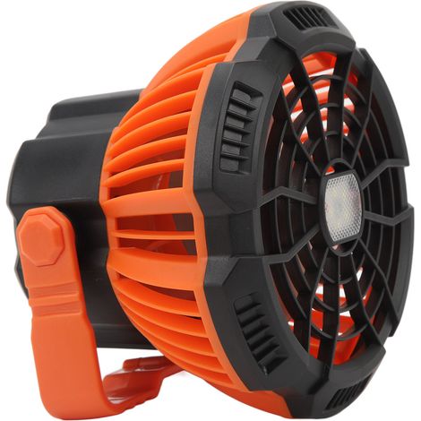 Ventilateur d'extérieur suspendu avec télécommande et lumière LED, alimenté par batterie et rechargeable par USB, idéal pour la randonnée, les barbecues, les voyages et la pêche. (1/4)
