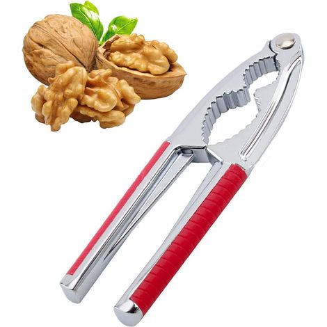 Nutcracker with non-slip silicone,Manual nutcracker pliers,Nutcracker,ideal for shelling all nuts such as walnuts, almonds, hazelnuts, shellfish legs, crab, lobster, (Rot) (1/5)