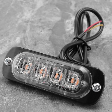 luces estroboscópicas de recuperación LED ámbar de 4 piezas, 12 V 24 V, color naranja, para averías en parrillas, edición intermitente 0716 (1/4)