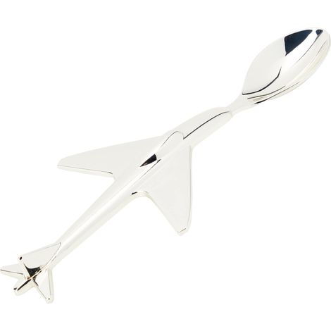Zilverstad Children's Spoon Airplane Cucchiaio da Neonato Aeroplano, in Lega di Zinco, Color Argento, 169x74x15mm (1/2)