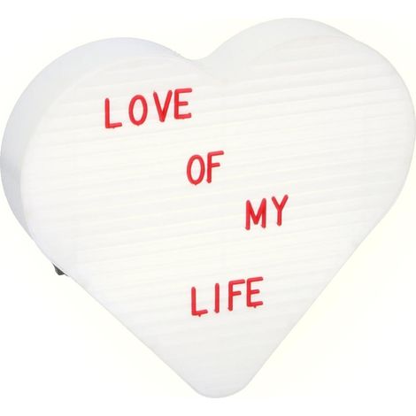 Scatola Lavagna Luminosa Cuore Light Box Frasi 10 Luci LED 140 Lettere Cinema