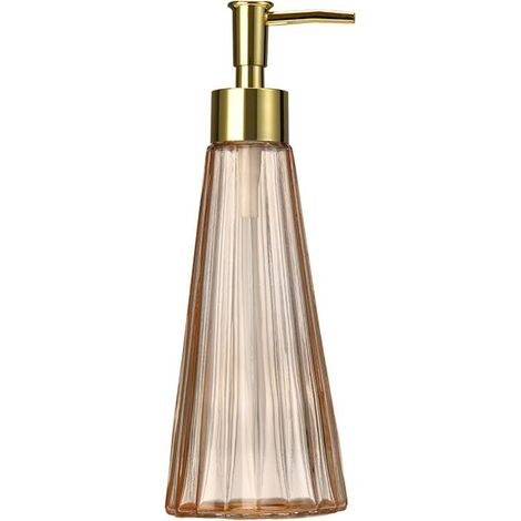 Distributeur de savon en verre - 320 ml - Pompe orange - Distributeur de lotion - Distributeur de savon à main et de liquide vaisselle pour salle de bain, cuisine, plan de travail, buanderie (1/5)