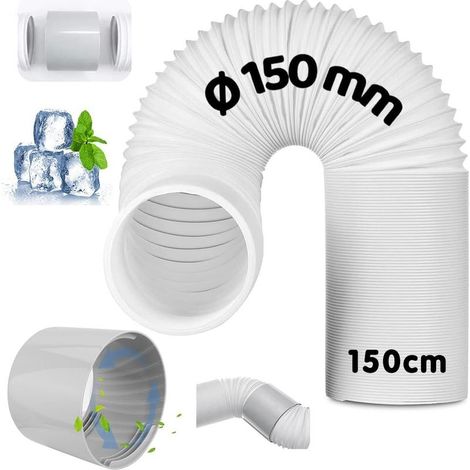 Tuyau de climatisation portable avec adaptateur, kit de tuyau mobile, diamètre 150 mm, longueur 150 cm, pour climatiseur, déshumidificateur, sèche-linge-AquaForge