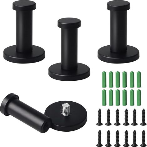 Patère Murale - Acier Inoxydable AISI 304 - Diamètre 53 mm - Noir Mat - Pour Salle De Bain Entrée Chambre - Lot De 4 (1/5)