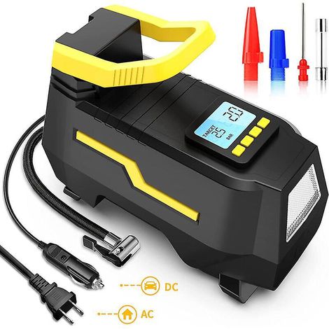 150psi Compresseur  Air Portatif Lectrique, Pompe  Air Numrique, Mini Pompe  Vlo Dc 12v Et Ac 220v Avec Lumire Led Et Cran Lcd Pour Voitures, Vlos
