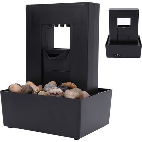 Fontana decorativa da interni in plastica con piccola luce LED e getto d'acqua, ideale per la casa e l'ufficio. (1/5)
