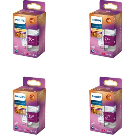 Philips Pack avantagé GU5.3 (MR16) Spot 35W 12V Dimmable Lumière blanche chaude - 4 pièces (1/3)