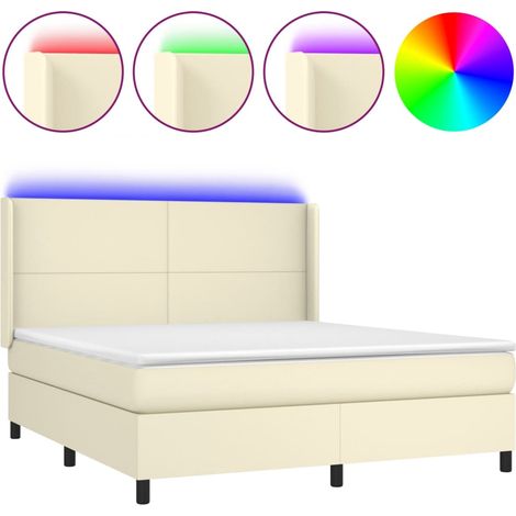 Maison Exclusive - Giroletto a Molle con Materasso e LED Crema 160x200 cm (1/5)