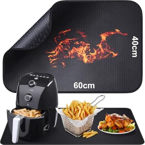Hitzebeständige Silikonmatte für Heißluftfritteusen – Feuerfeste, rutschfeste Arbeitsplattenschutzmatte 40 x 60 cm (1/5)