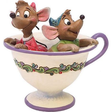 Figurina Cenerentola Jaq e Gus in Tazza da Tè 12cm Enesco Disney Traditions Jim Shore