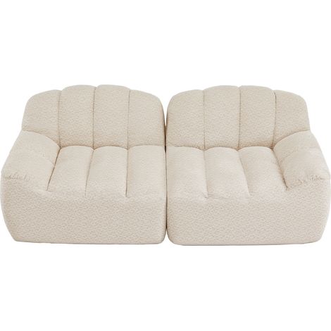 Canapé modulaire 2 places en forme de coquillage, beige et blanc, sans cadre, pour salon et appartement (1/5)