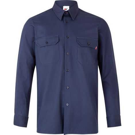Camisa industrial de algodón de manga larga VELILLA (Azul marino) Serie 533 XL