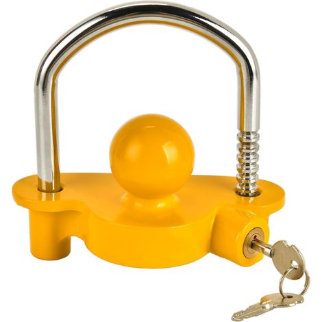 Antivol de Remorque - Cadenas de Remorque Anti Vol Haute Sécurité Verrouillage de Remorque Verrou D'attelage de Remorque avec 2 Clés pour Voiture,Camion,Caravane(Jaune) (1/5)