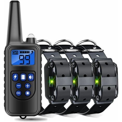 Collier de dressage pour chien étanche rechargeable à 800 m de distance [1 émetteur + 3 récepteurs] (1/4)