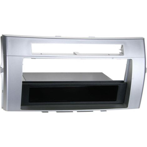 Facade autoradio 2256A compatible avec Toyota Corolla Verso 04-09 - Argent 1Din avec vide poche