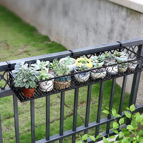 Balcony Window Sill Hanging Railing Flower Pot Rack 50cm W x 20cm D x 12cm H (1/5)