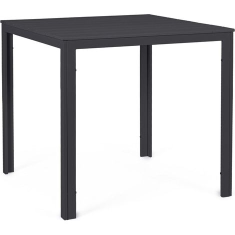 Tavolo "Sarita" struttura in acciaio, piano in hdpe con effetto legno venato, per arredo interno ed esterno -Antracite / 180/240 x 89.5 x h 73.5/77.5 cm