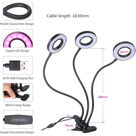 Gartenbeleuchtung, Pflanzenwachstumslampe, DC5V 27W 54 LED Dreifach-Ende (1/5)