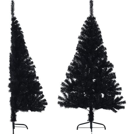 Künstlicher Halb-Weihnachtsbaum mit Ständer Schwarz 120 cm PVC