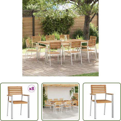 Chaise de jardin moderne - Chaise de jardin 8 pcs Huile Naturelle Bois de teck massif (1/5)