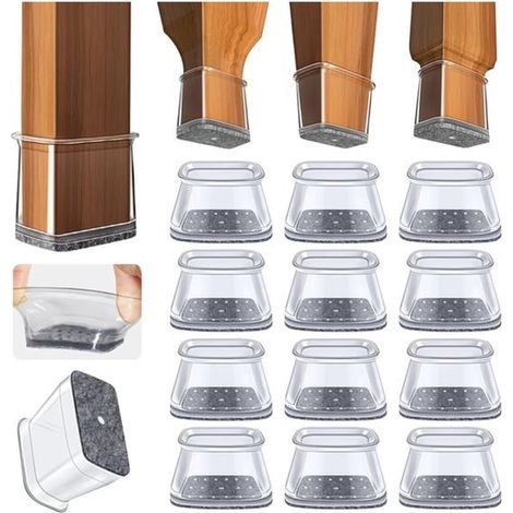 Protezioni per gambe di sedie e pavimenti, set da 32 pezzi, in silicone con feltro, taglia XL (1/5)