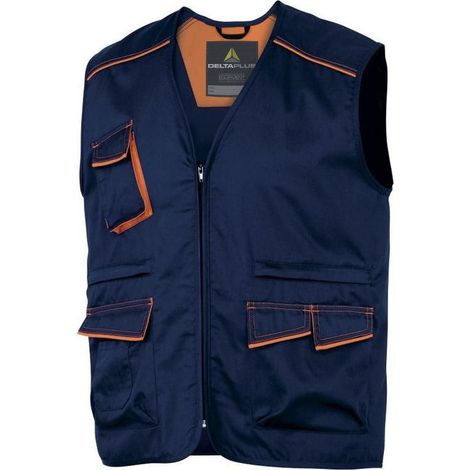 Delta Plus, Gilet da Lavoro, 6 Tasche, Poliestere e Cotone