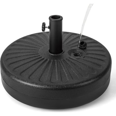 Pied de Parasol pour Mât de Φ 38/48mm, Support de Parasol Rond Remplissable d'eau 18L ou de Sable 28KG, pour Terrasse Balcon Jardin