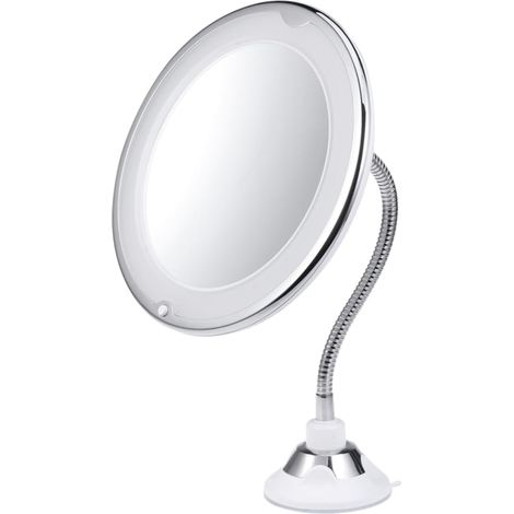 Miroir Cosmétique Rond de Table avec Tube Ajustable LED et Ventouse pour Application de Maquillage (1/5)