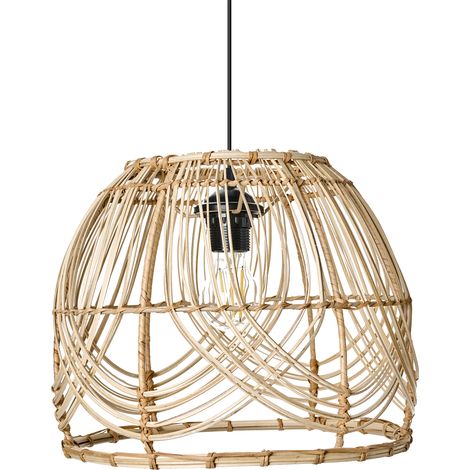 Lámpara colgante boho elegante pantalla de ratán estructura de hierro tejida a mano iluminación natural Postrero