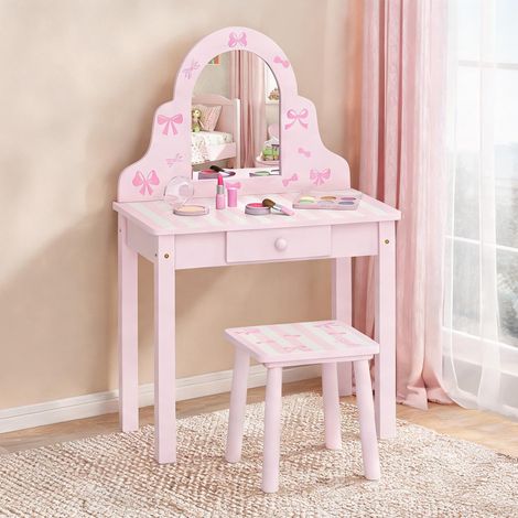 Coiffeuse coloris rose en MDF 55 x 34 x 82 cm (1/5)