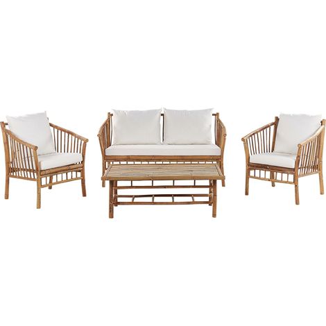 Lounge Set mit Tisch 4-Sitzer MAGGIORE Bambusholz Hellbraun