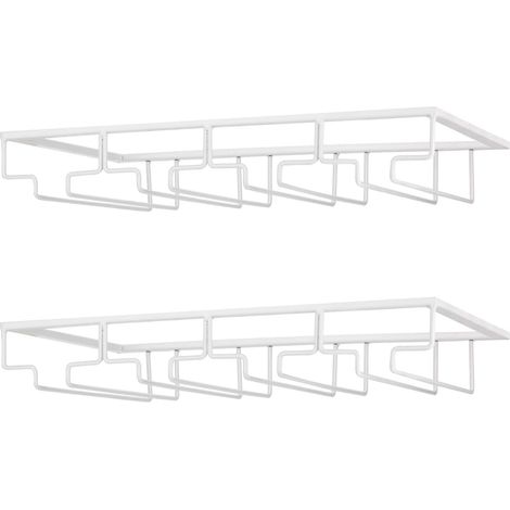 Weinglashalter – Hängendes Stielglasregal unter dem Schrank aus Metall mit Schrauben, Edelstahl-Glasregal mit 4 Ebenen für Küche, Bar, Restaurant, Weiß (1/5)