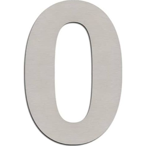 Numero 0 adhesivo en acero inoxidable 7.5 cm  Gris (1/2)
