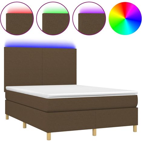 Maison Exclusive - Letto a Molle Materasso e LED Marrone Scuro 140x200 cm Tessuto (1/5)
